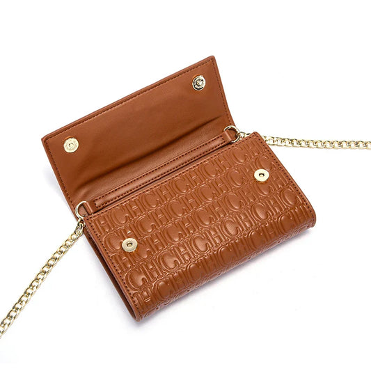 Women's Shoulder Bag New Magnetic Flip Chain Bag Brown Small Square Bag Wallet