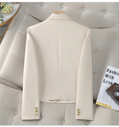 Spring Autumn Fashion Short Women Blazers Elegant Female Suits Jacket Tops Casual Solid Long Sleeve Office Lady Blazer Coat 4XL