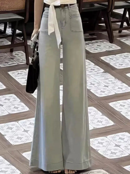 Light Wa Wide Leg Oversized Jeans Women's Small Size Loose Slimming Lazy Versatile Drapey Flared Floor-Length Trendy Pants