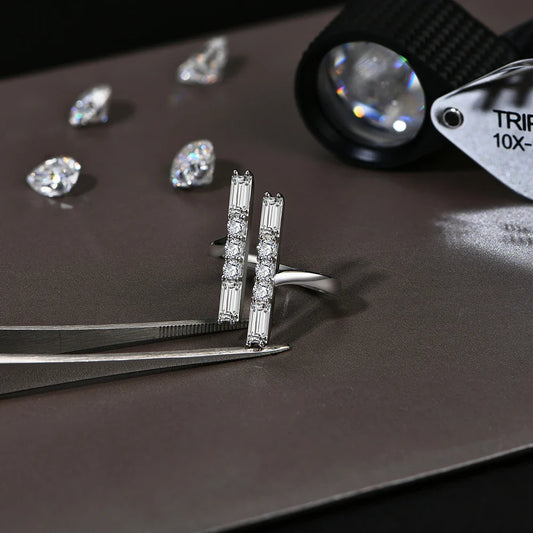 Bagues de Moissanite 3.0CT Couleur D VVS1 pour Femmes Bague Ajustable en Argent Sterling 925 Massif Bijoux Fins de Fiançailles et de Mariage