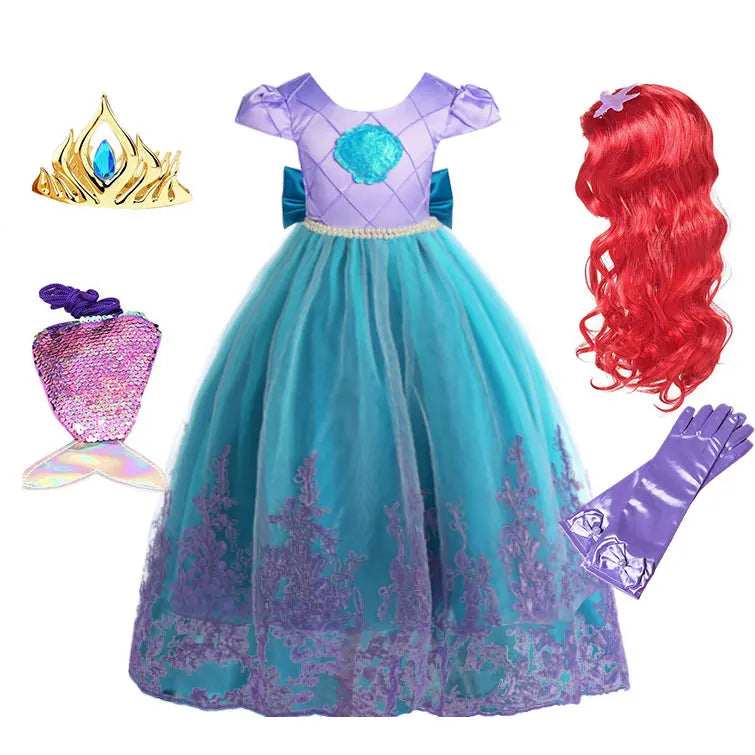 2026 Girls Birthday Mermaid Shell Dress Children Christmas Ball Gown Ariel Costume Halloween Cosplay Princess Siren Robes Dress