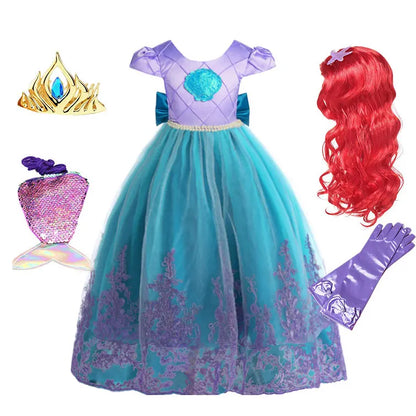 2026 Girls Birthday Mermaid Shell Dress Children Christmas Ball Gown Ariel Costume Halloween Cosplay Princess Siren Robes Dress