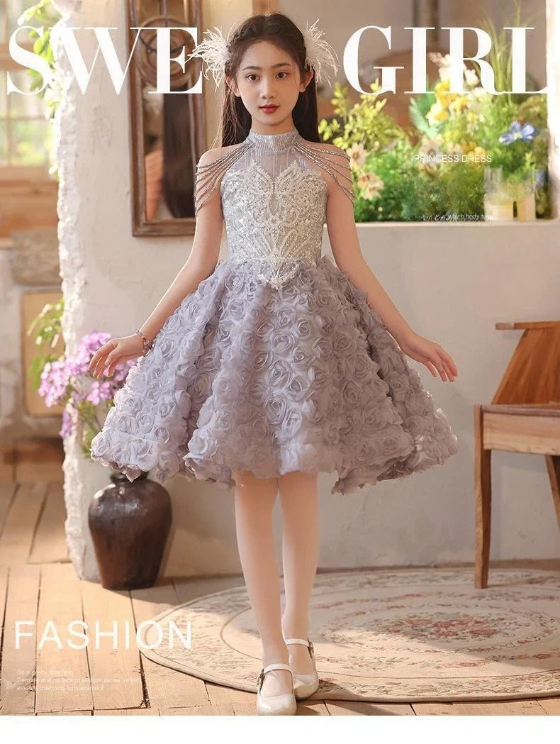 Elegant Girls Princess Dresses Birthday Party Pageant Gown Kids Costume Wedding Dress Formal Outfit Children Summer Clothes