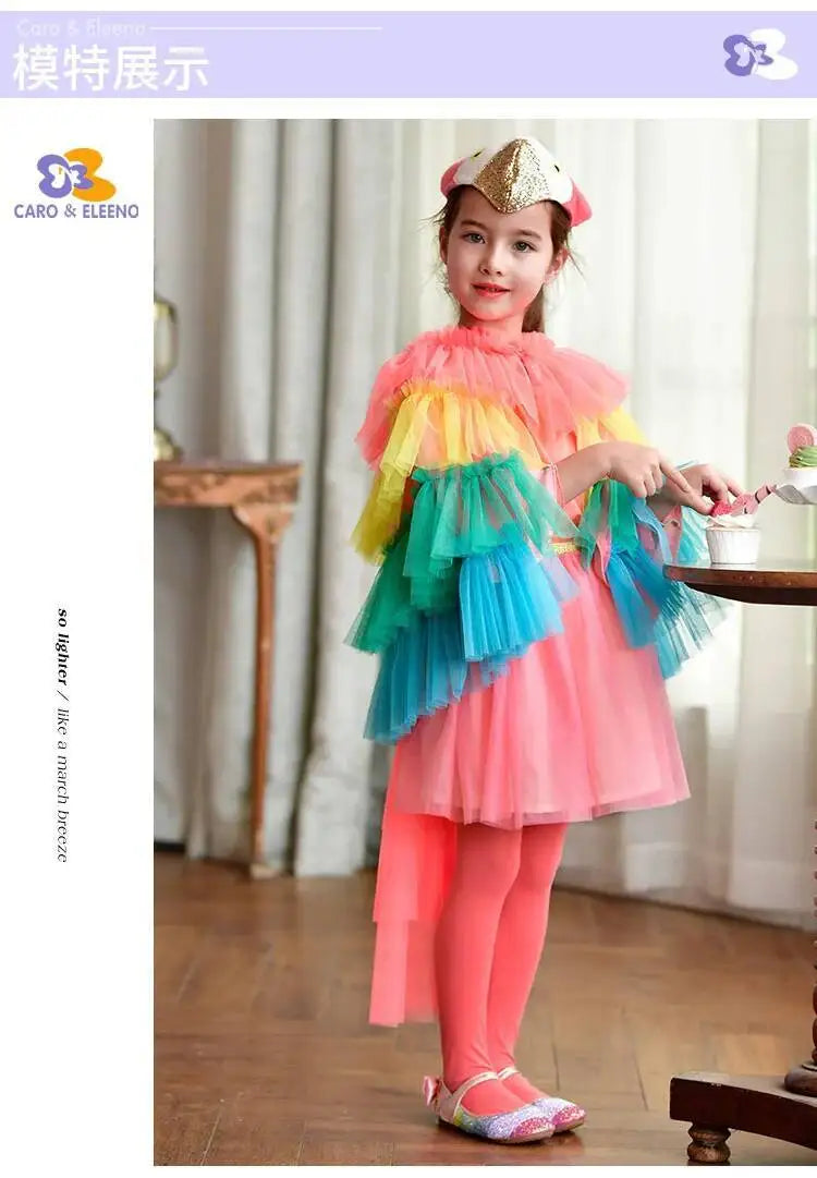 Halloween Children's Costume Cosplay Animal Parrot Performance Costume Kid Cloak Kindergarten Prom Animal Clothing