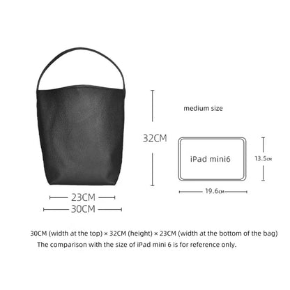 Bucket Bag Large Women's Bag Tote Bag Shoulder Bag Luxury Designer Genuine Leather Handbag Japanese Popular Bag Soft Row