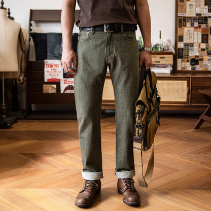 RT-511 Heavy Weight Indigo Selvage Washed 14oz Pants Sanforized Thick Raw Denim Jean Red Tornado