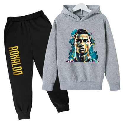Ronaldo CR7 Print Football Idol Clothing Children Hoodie 2pcs Set Pants Suit Kids Boys Tracksuit Girls Clothing Sport Tracksuits