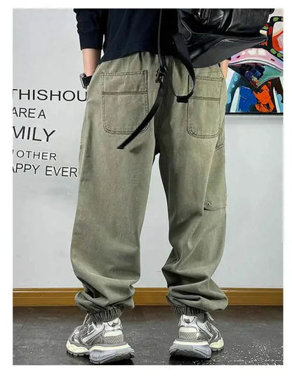 Japanese Streetwear High Quality Baggy Cargo Pants Harajuku Casual Men Clothing Plus Size Joggers Fashion Loose Work Trousers