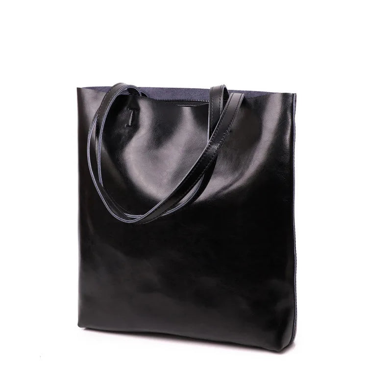 2024 Office Hand Shoulder Bags For Women Tote Cow Leather Bag Ladies Genuine Leather Handbags Big Women Bag Large Vintage Female