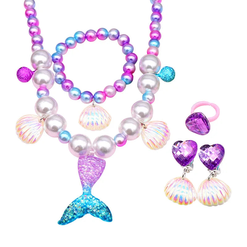 2025 Girls Mermaid Dress Princess Cosplay Party Costumes Summer Purple Elegant Flying Sleeve Fancy Dresses For 2-10Y Kids