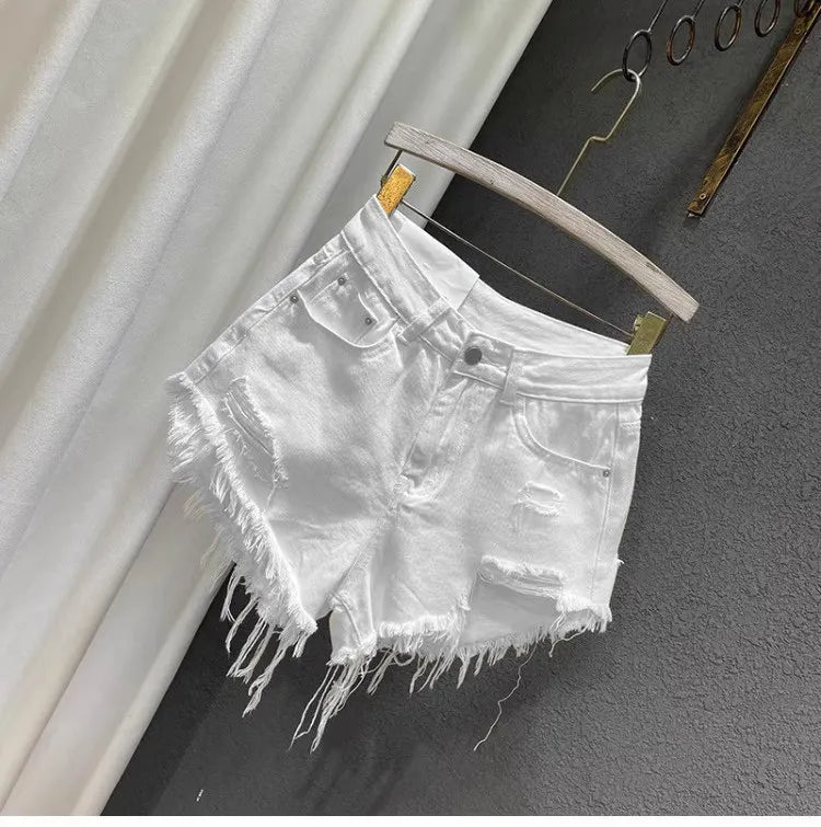 New Hot Girl Retro Irregular Distressed Ripped Denim Shorts 2026 Summer Women's Low-waist Causal Shorts