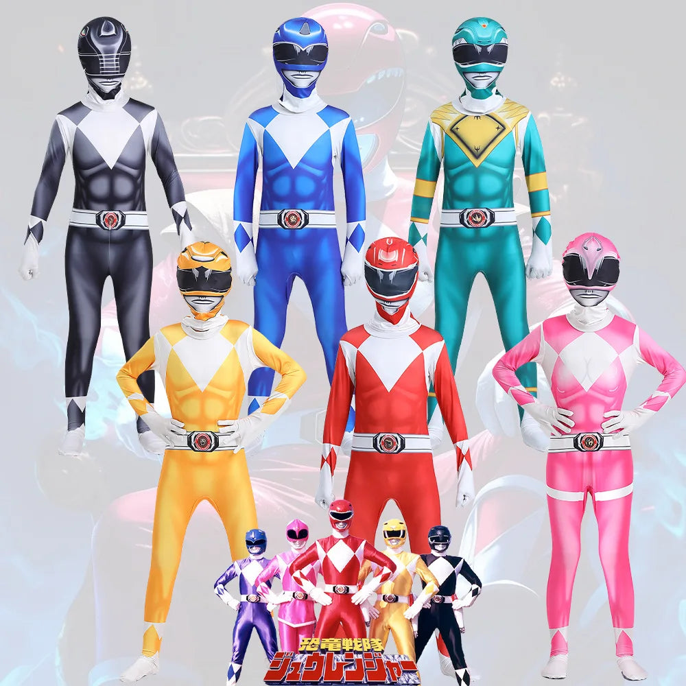 Adult Kids Superhero Power Samurai Sentai Shinkenger Rangers Costume Cosplay Adult Jumpsuit Dress Halloween Party Zentai Suits