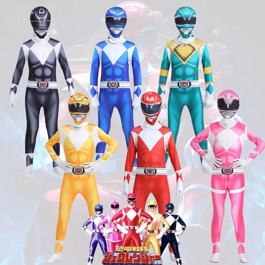 Adult Kids Superhero Power Samurai Sentai Shinkenger Rangers Costume Cosplay Adult Jumpsuit Dress Halloween Party Zentai Suits