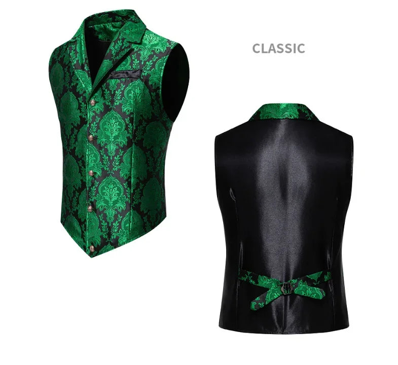 New Men Jacquard Suit Vest Loose Tops Red / Green  / Blue / Pink Fashion Male Wedding Prom Party Luxury Dress Waistcoat