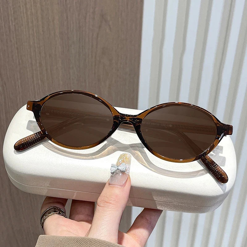 Simple Geometric Oval Small Frame Retro Design Women's Polarized Sunglasses UV Protection Customizable Prescription K9142