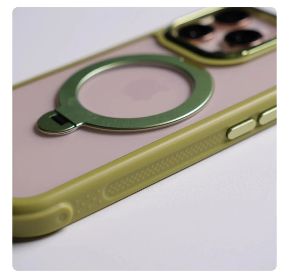 360° Magnetic Rotatable Holder Shockproof Case For iPhone 17 16 Pro Max 15 14 13 Transparent For MagSafe Wireless Charge Cover