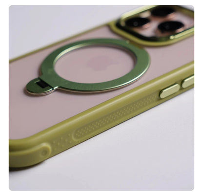 360° Magnetic Rotatable Holder Shockproof Case For iPhone 17 16 Pro Max 15 14 13 Transparent For MagSafe Wireless Charge Cover