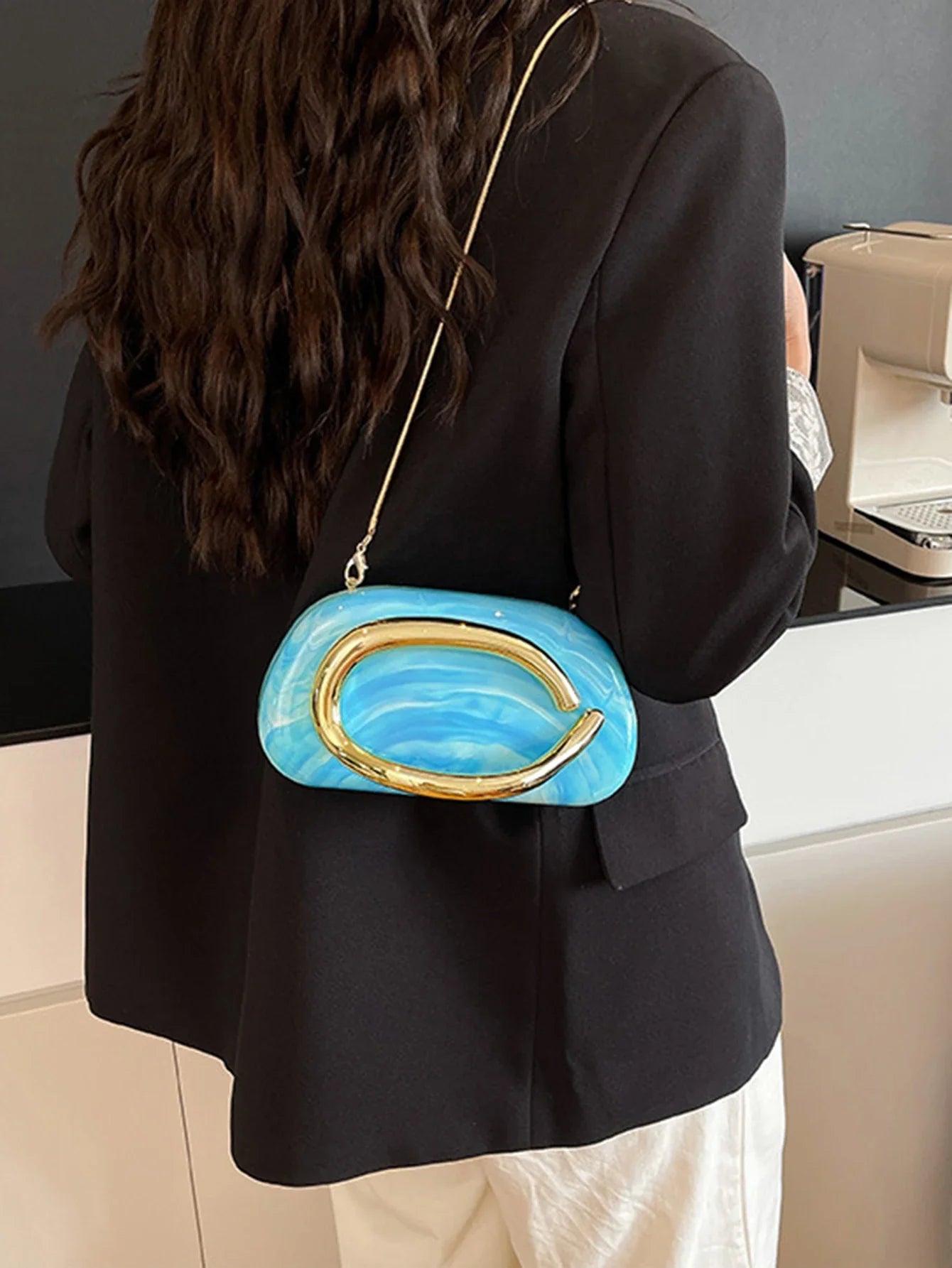Women's Sealed Box Shaped Acrylic Clutch Fashion Dinner Wedding Party Handbag Elegant Luxury Designer Crossbody Shoulder Bag