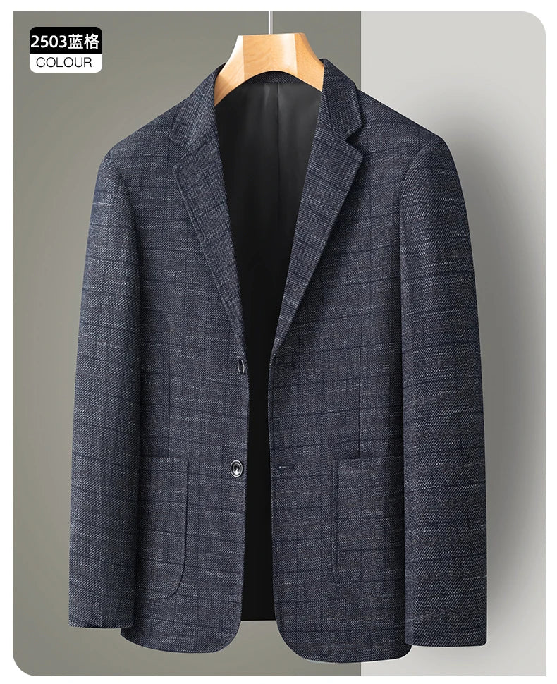 New Men's Blazer Fashion Middle-aged Business Casual Professional Wear Casual Loose British Style Sub-trend Four Seasons Suit