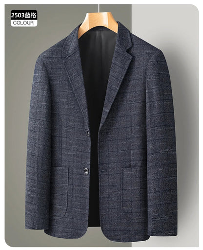 New Men's Blazer Fashion Middle-aged Business Casual Professional Wear Casual Loose British Style Sub-trend Four Seasons Suit