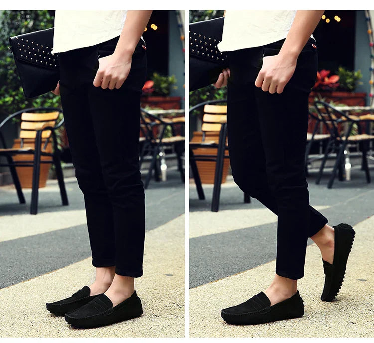 Men's Casual Fashion Genuine Leather Loafers Moccasins Slip-On Driving Shoes 38-50 Size Range Male Flats Comfort Footwear