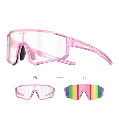 Photochromic Sunglasses for Men Cycling Glasses Cycling Mountain Bike Glasses and Women Casual Hiking Eyewear Windproof