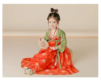 Summer Party Costume Girl Dresses Vintage Kids Clothes Vestido Casual Baby Chinese Hanfu Cosplay Children Princess Girls Dress
