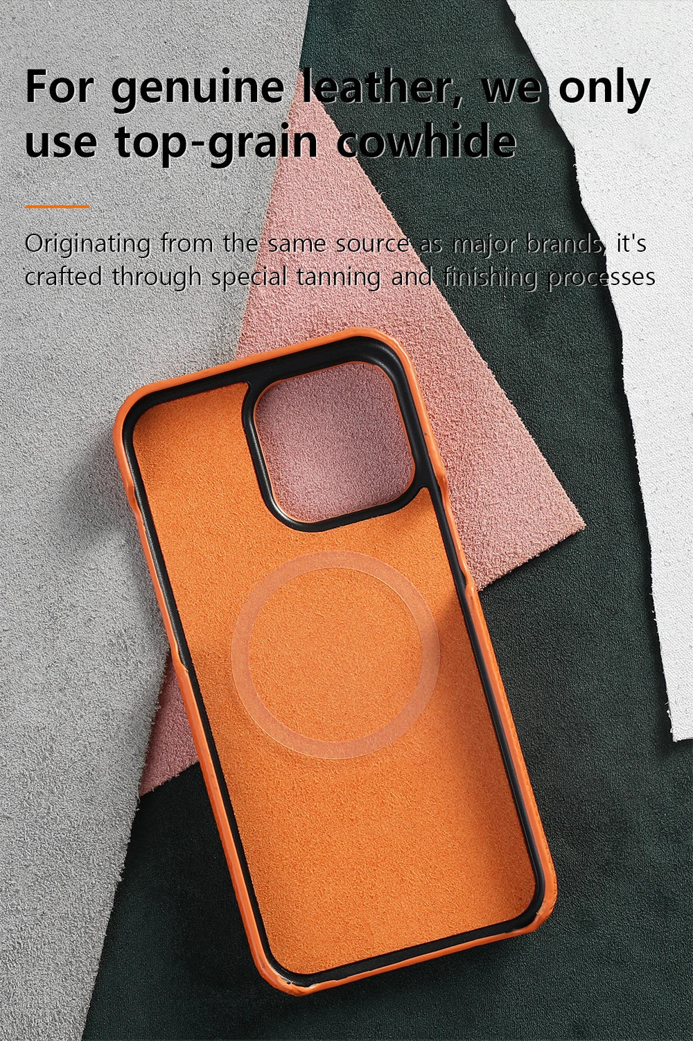 Natural Cowhide Leather for Magsafe Case for iPhone 16 15 Pro Max Promax 15Pro 16Pro Luxury Magnetic Phone Back Cover