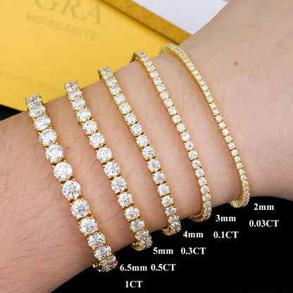 925 Sterling Silver Moissanite Bracelet 0.1ct 3mm D VVS1 Diamond with GRA for Women Sparkling Wedding Party Fine Jewelry
