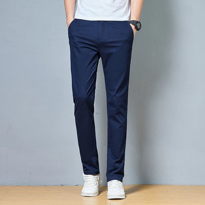 Top Grade Cotton New Brand Casual Fashion Relax Fit Long Dress Pants Korean Straight Business Trousers Office Mens Clothing 2026