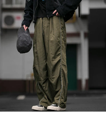 Korean Streetwear Waterproof Outdoor Utility Cargo Pants For Men Quick Dry Adjustable Hem Oversized Sport Casual Pants Trendy