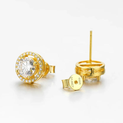 100% 925 Sterling Silver 0.5-2 Carat Moissanite Stud Earrings For Women D Color Diamond Earring Sparkling Fine Jewelry