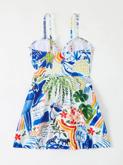 One Piece Swimsuit Women 2026 New Print Sling Push Up Bodysuit Sexy Swimwear Cover Up Monokini Summer Beach Bathing Suit Female