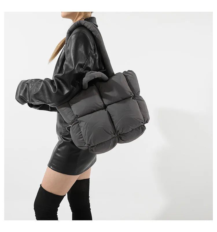 Fashion Soft Puffer Tote Bag Designer Quilted Women Shoulder Bags Nylon Padded Lady Handbags Down Cotton Warm Winter Shopper Bag