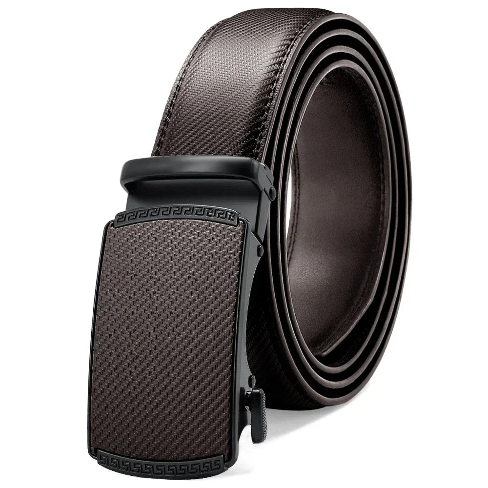 Mens Leather Belt Metal Automatic Genuine Leather Belts Leisure Fashion Ratchet Belts for Men Pants Fashion Genuine Leather Belt
