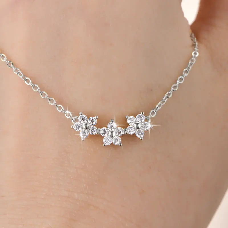 GRA Certified D VVS1 Moissanite Diamond Sweet Mini Flower Pendant Necklace for Women Chain Neck Jewelry Gifts Collares