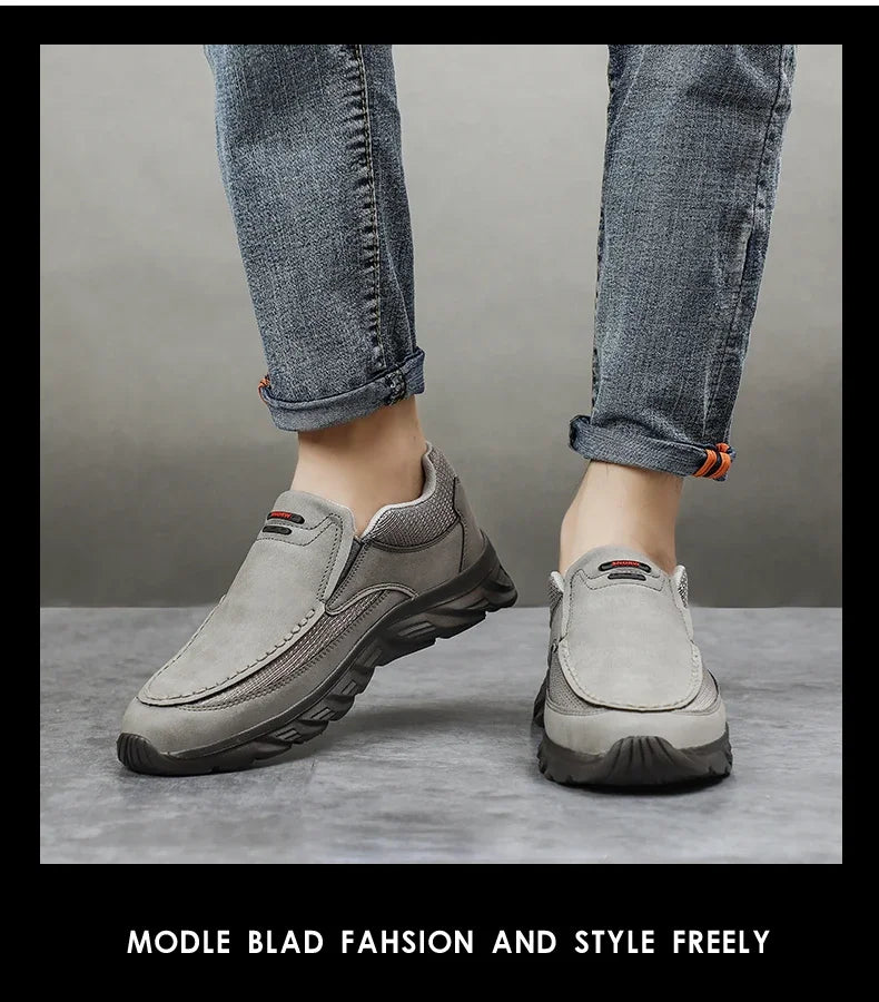 Men Leather Casual Shoes Breathable Loafers Men Sneakers 2024 New Male Comfortable Leather Flat Footwear Sneakers Men Shoes