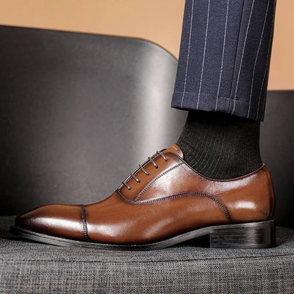 New Style Men's Shoes Formal Dress Shoes Male Oxfords Men Genuine Leather Office Shoes Elegant Wedding Party Lace-up Shoes