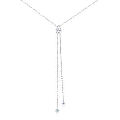 1-2CT Pear Cut Moissanite Long Necklace for Women Luxury Jewelry Female Neck Chain Solid Silver 925 Pendant Lab Diamond