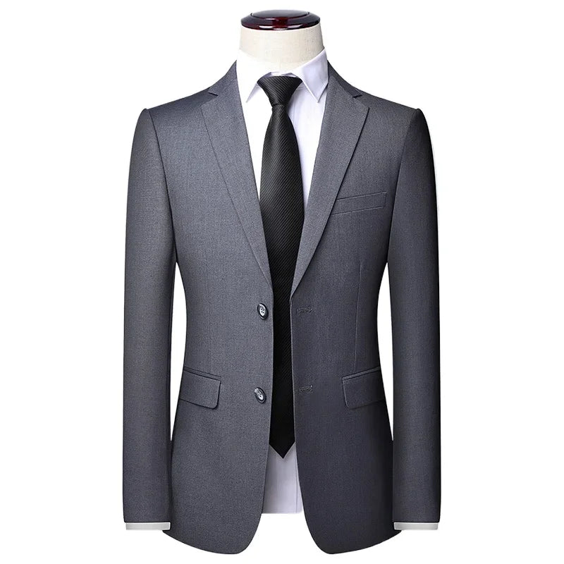 S-8XL Blazer New Men's Fashion Business Solid Color British Style Professional Work Groom Wedding Dress Best Man Blazer Jacket
