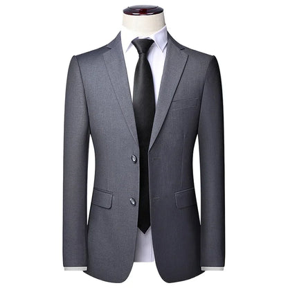 S-8XL Blazer New Men's Fashion Business Solid Color British Style Professional Work Groom Wedding Dress Best Man Blazer Jacket