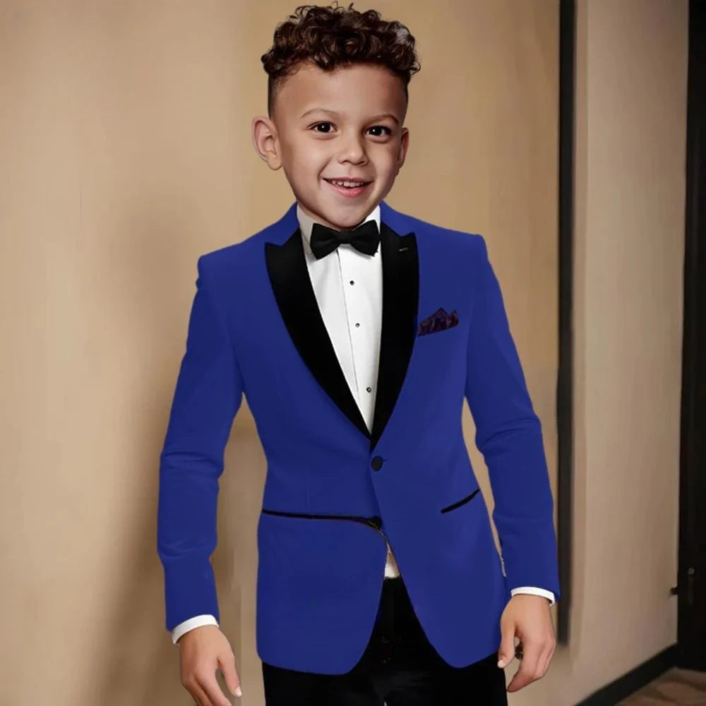 Fashionable Velvet Collar Boys Slim Fit Suits 2 Pieces Host Costumes,Elegant Formal Kids Suit Set Birthday Party Outfit 2-20T