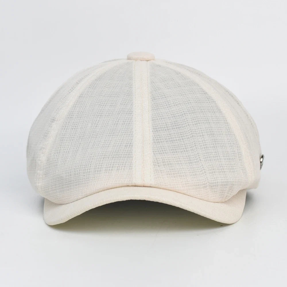 Spring Summer Breathable Mesh Newsboy Caps Men Woman Casual Beret Flat Ivy Cap Soft Solid Driving Fashion Peaked Cap Unisex