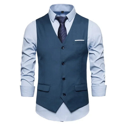 Blue Suit Vest, Men's Business Sleeveless Vests Jacket, Asian size S-6XL, Wedding Party Waistcoat, Red Purple Black Gray