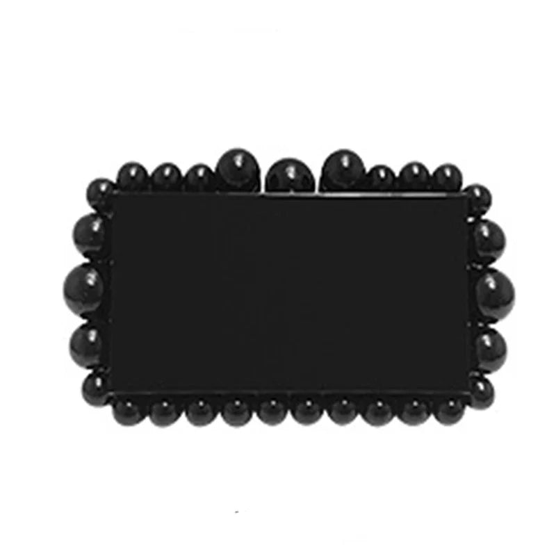 Fashion Women Acrylic Turquoise Evening Clutch Bag Small Pearls Party Black Designer Day Purse Crossbody Chain