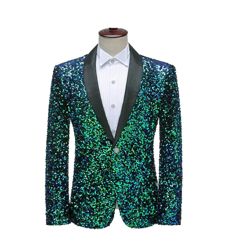 2026 New Men's Red Suit Jacket, Wedding Party Slim Dress Coat, Sequin Decoration Luxurious Blazers Blue Green Terno Masculino