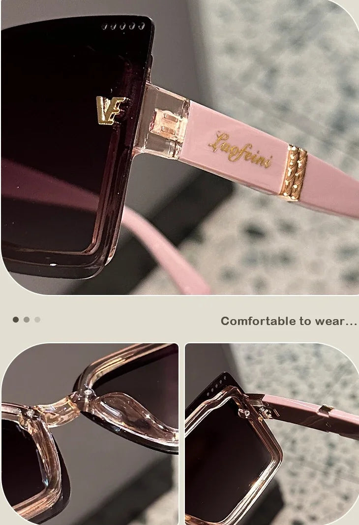 Rimeless Polarized Sunglasses Women Oversized Square Sun Glasses Ladies UV400 Classic Goggle Oculos De Sol Feminino