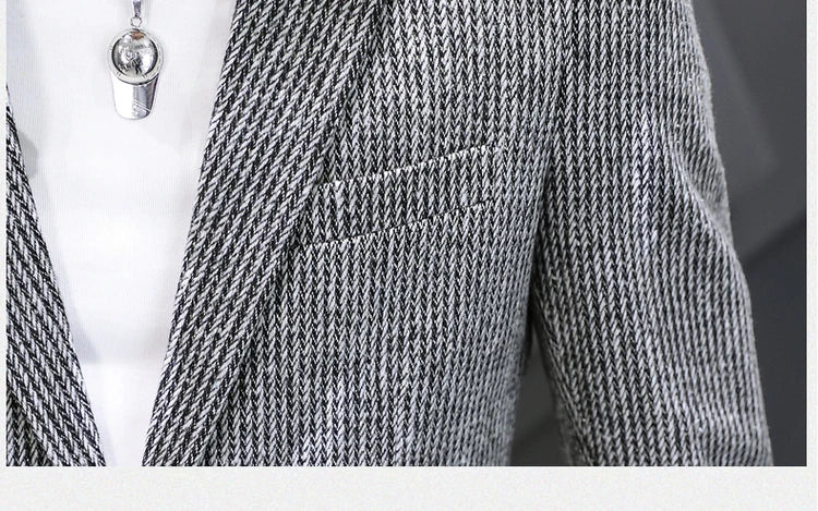 Blazer New Men's Fashion Business Vertical Strip Gentleman Slim Wool Shopping Outdoor Performance Wedding Banquet Casual Blazer