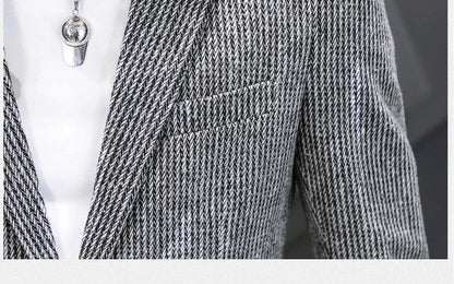 Blazer New Men's Fashion Business Vertical Strip Gentleman Slim Wool Shopping Outdoor Performance Wedding Banquet Casual Blazer