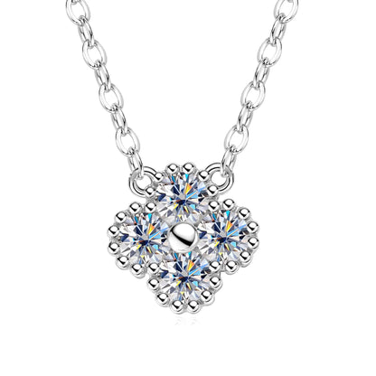 3mm Certified Moissanite Pendant Necklace for Women Classic Clover Flower Neck Chain 100% Pure 925 Silver Chain Charm